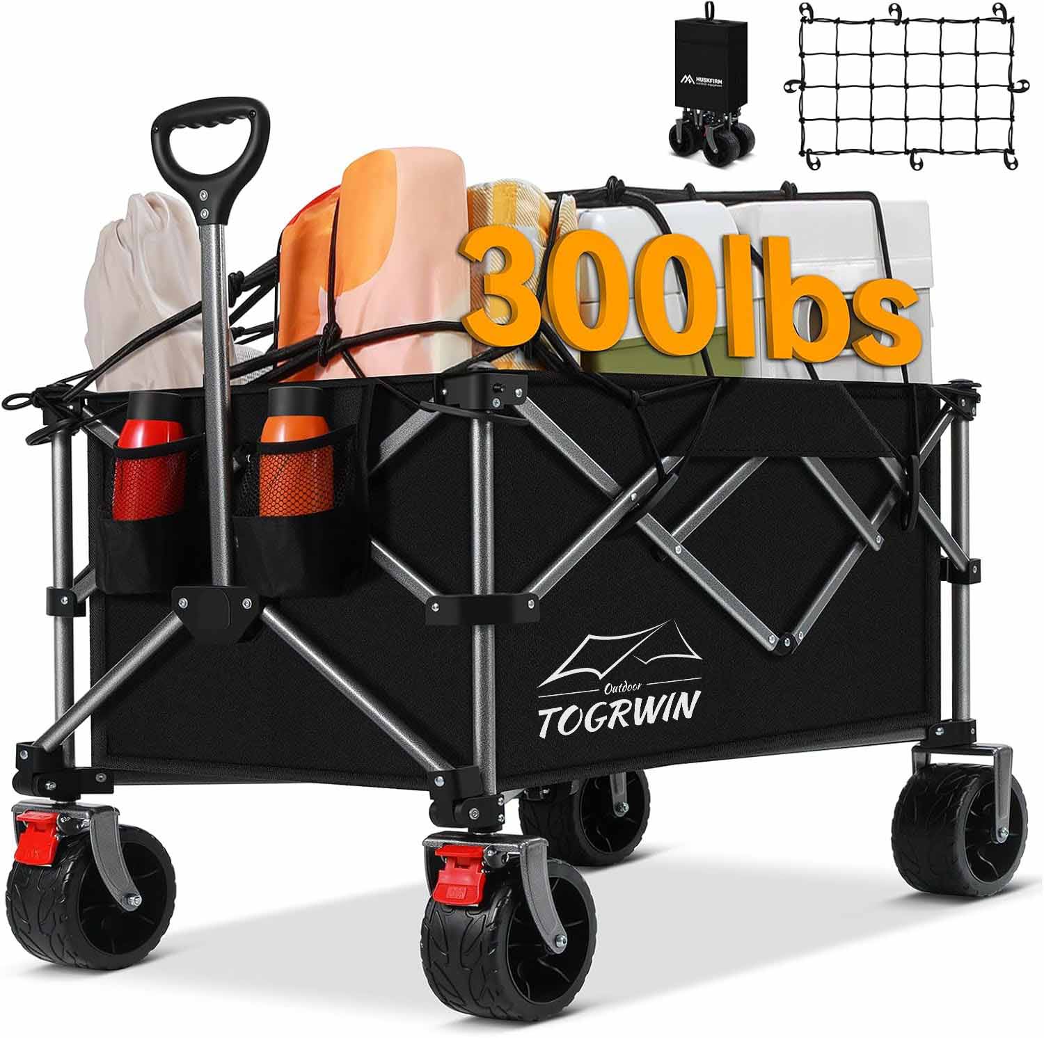 Torgwin Camping Cart Foldable All Terrain Wagon Wagon Folding Beach Wagon