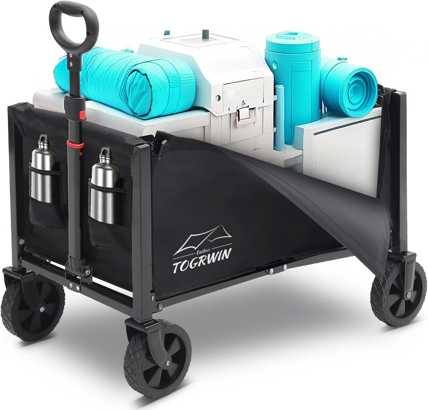 Cart Wagon Foldable 160L- 3 i 1 Cart Wagon inbhainte le rothaí